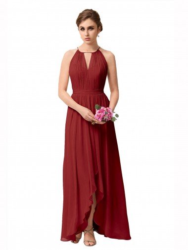 Shop High Low Long Halter Keyhole Chiffon Bridesmaid Dress Sydney