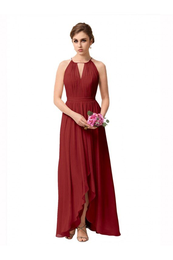 Shop High Low Long Halter Keyhole Chiffon Bridesmaid Dress Sydney