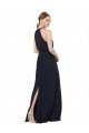 High Halter Neckline Chiffon Bridesmaid Dress with Slim Keyhole Back Sydney