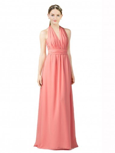 Shop Shirred Bodice Full Length Long Chiffon Bridesmaid Dress Sydney