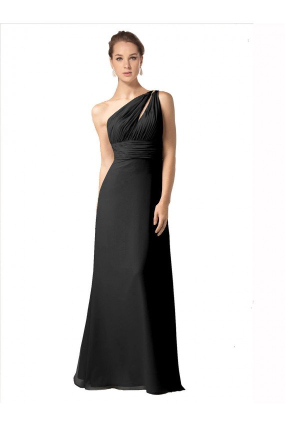 Shop One Shoulder Full Length Chiffon Bridesmaid Dress with Shirred Bodice Sydney