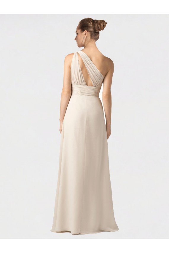 Shop One Shoulder Full Length Chiffon Bridesmaid Dress with Shirred Bodice Sydney