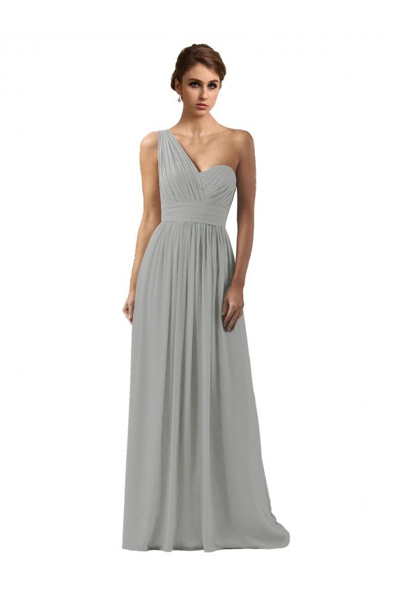 Shop Ruffled One Shoulder Floor Length Long Chiffon Bridesmaid Dress Sydney