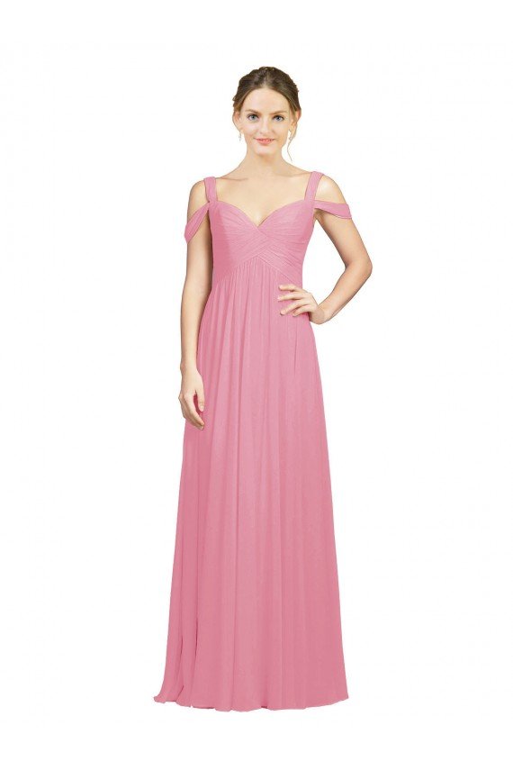 Shop Sweetheart Long Chiffon Bridesmaid Dress with Off the Shoulder Straps Sydney