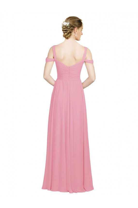 Shop Sweetheart Long Chiffon Bridesmaid Dress with Off the Shoulder Straps Sydney