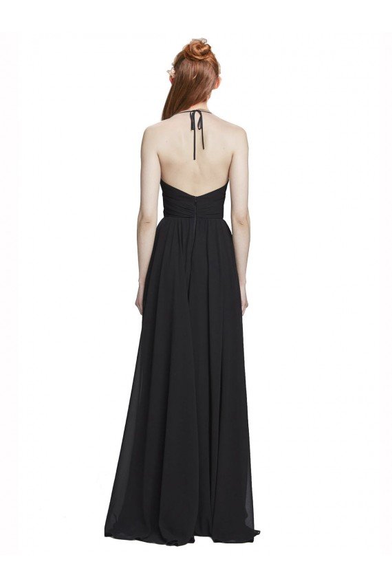 Shop Halter Chiffon Bridesmaid Dress with V-Neckline and Criss Cross Waist Sydney
