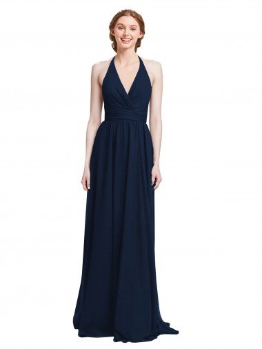 Shop Halter Chiffon Bridesmaid Dress with V-Neckline and Criss Cross Waist Sydney