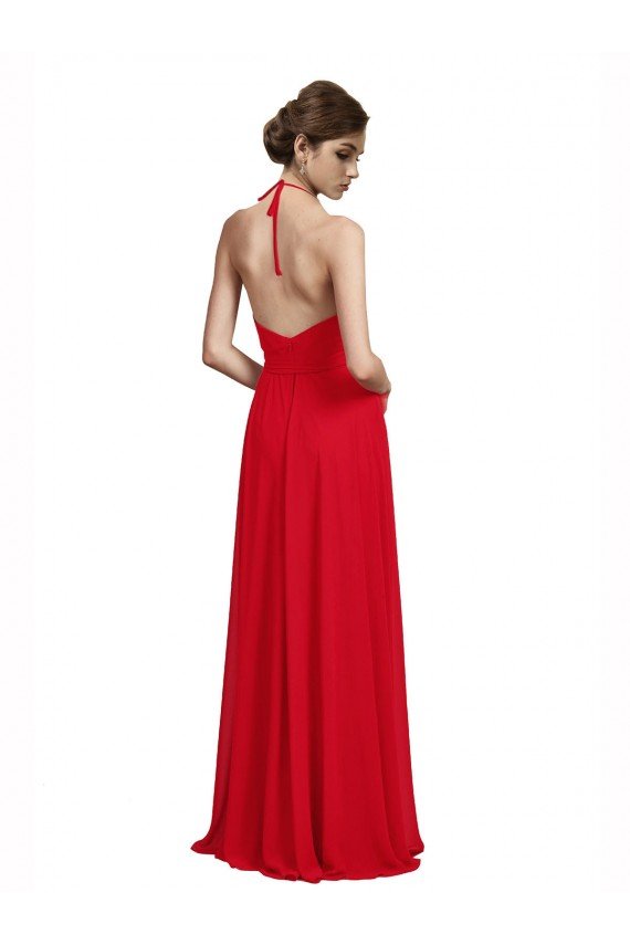 V-Neck Spaghetti Halter Strap Chiffon Bridesmaid Dress Sydney
