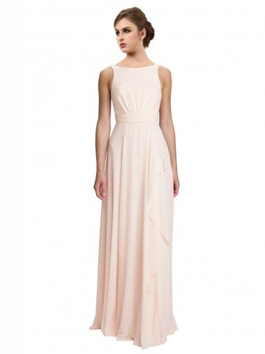 Shop High Neck Chiffon Bridesmaid Dress with Deep V-Back and Cascading Skirt Sydney