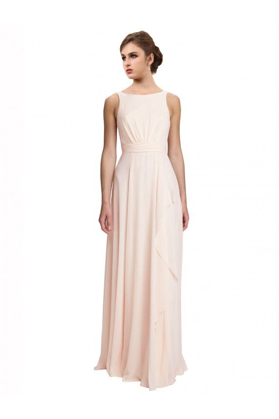 Shop High Neck Chiffon Bridesmaid Dress with Deep V-Back and Cascading Skirt Sydney