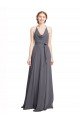 Spaghetti Strap Long Chiffon Bridesmaids Dress with Halter Cowl Neck Sydney