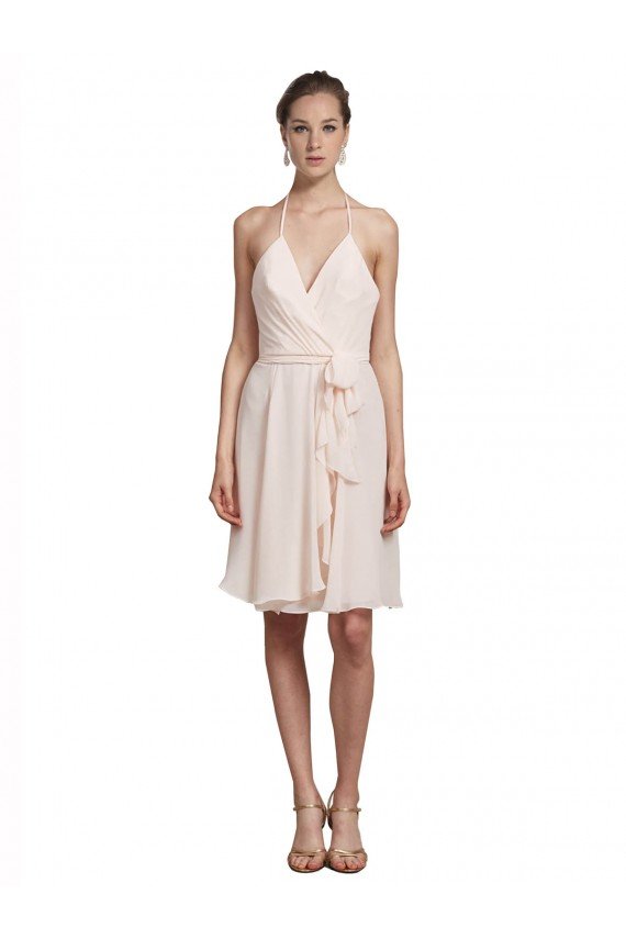 Shop Short Knee Length Wrap Chiffon Halter Bridesmaids Dress Sydney