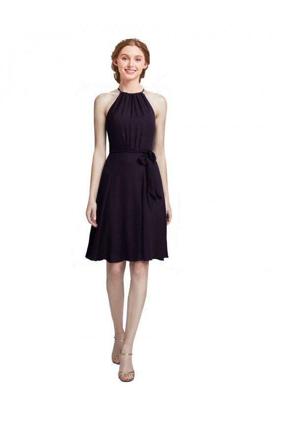 Shop Short Knee Length High Neck Chiffon Bridesmaids Dress Sydney