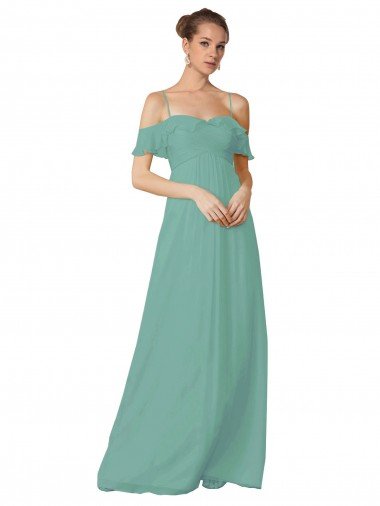 Shop Hand-Ruched Chiffon Bridesmaid Dress with Flutter Sleeves Sydney