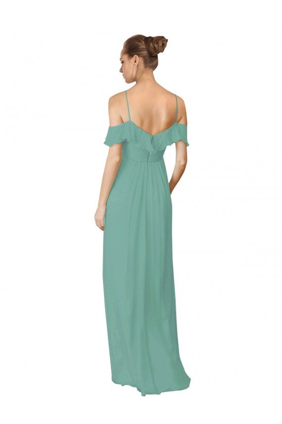 Shop Hand-Ruched Chiffon Bridesmaid Dress with Flutter Sleeves Sydney