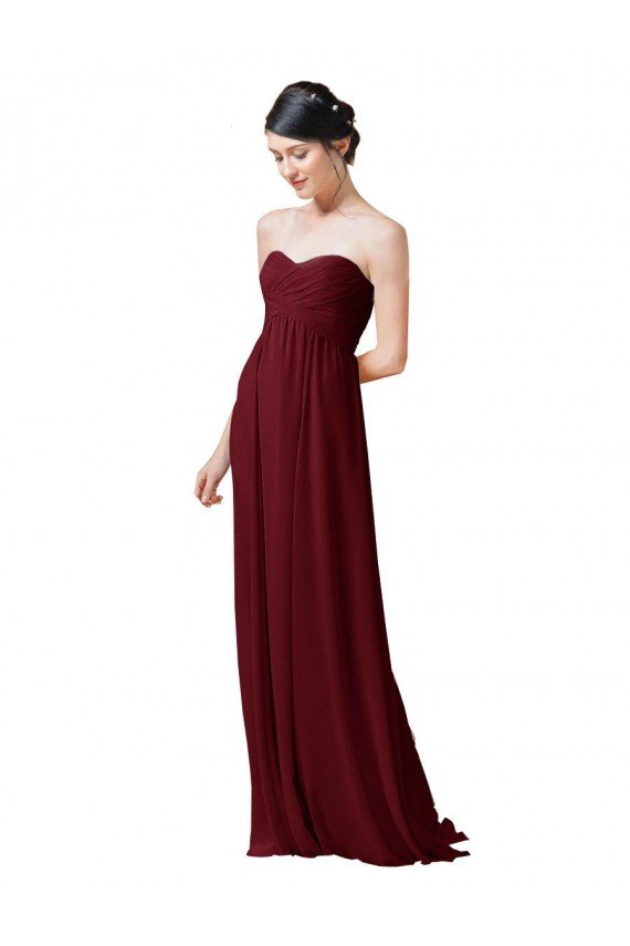 Hand-Ruched Sweetheart Long Chiffon Bridesmaid Dress Sydney