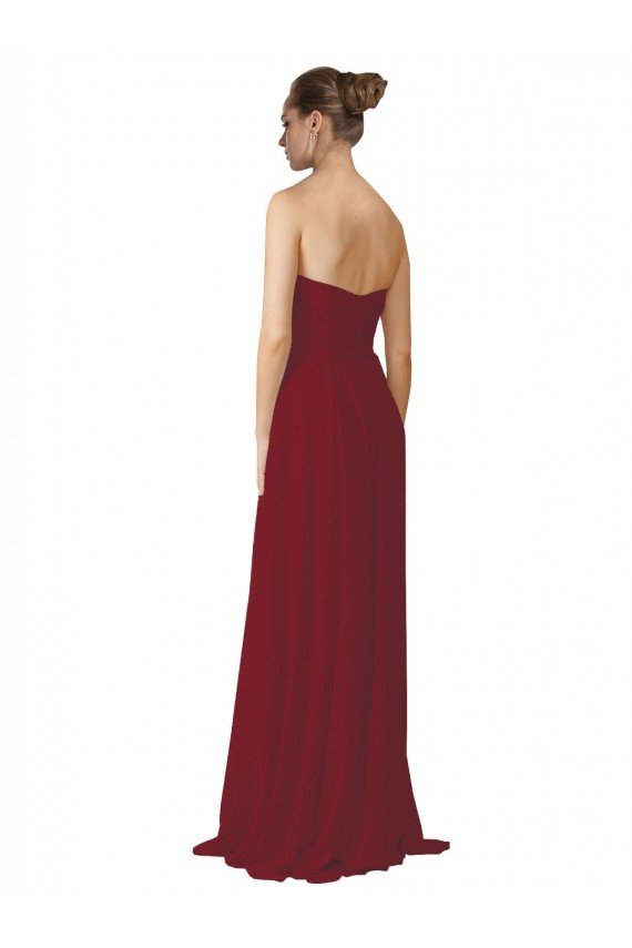 Hand-Ruched Sweetheart Long Chiffon Bridesmaid Dress Sydney