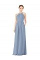 Shop Fitted Long High Halter Neck Chiffon Bridesmaid Dress with Keyhole Back Sydney