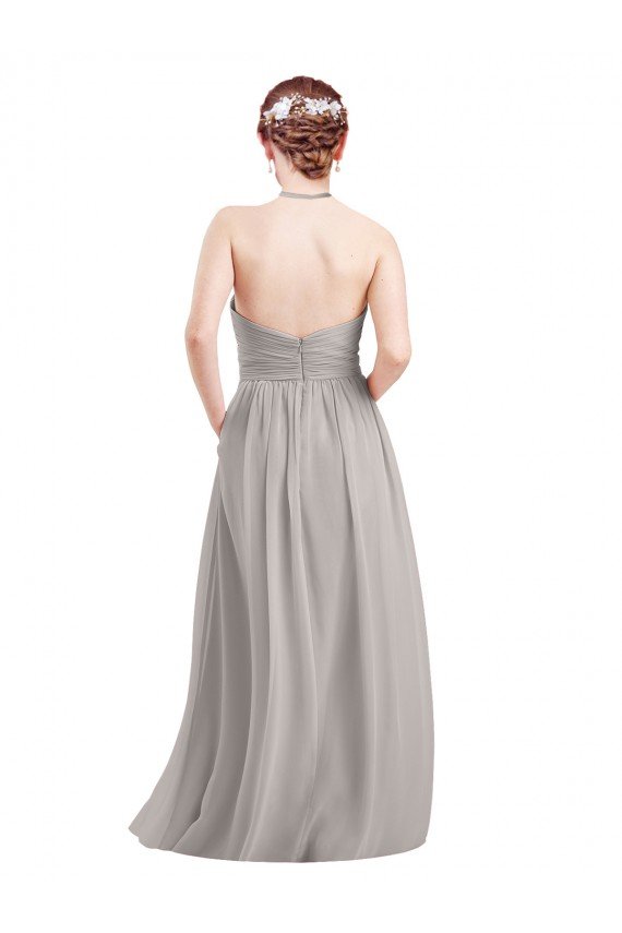 Shop Halter High Neck Long Chiffon Bridesmaid Dress with Open Back Sydney
