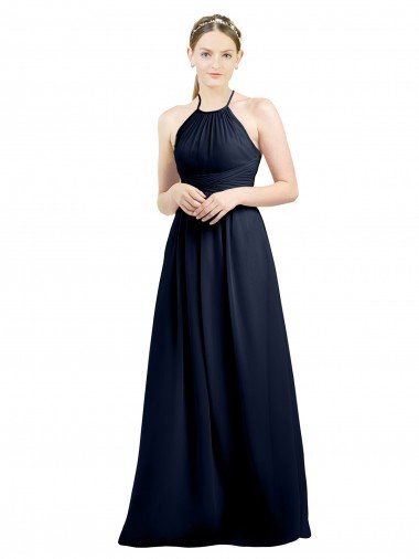 Shop Halter High Neck Long Chiffon Bridesmaid Dress with Open Back Sydney