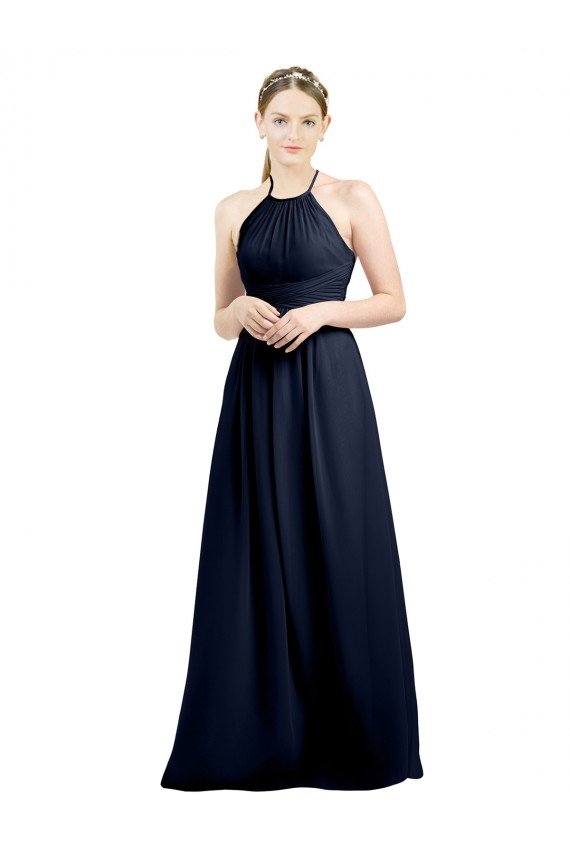 Shop Halter High Neck Long Chiffon Bridesmaid Dress with Open Back Sydney