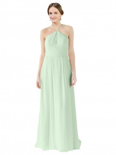 Shop Front halter Neckline and Deep Back Long Chiffon Bridesmaid Dress Sydney