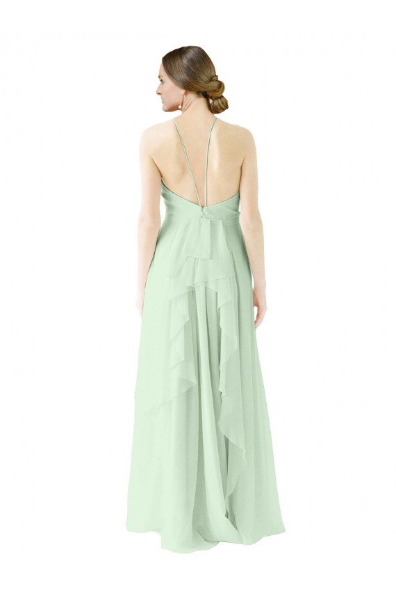 Shop Front halter Neckline and Deep Back Long Chiffon Bridesmaid Dress Sydney