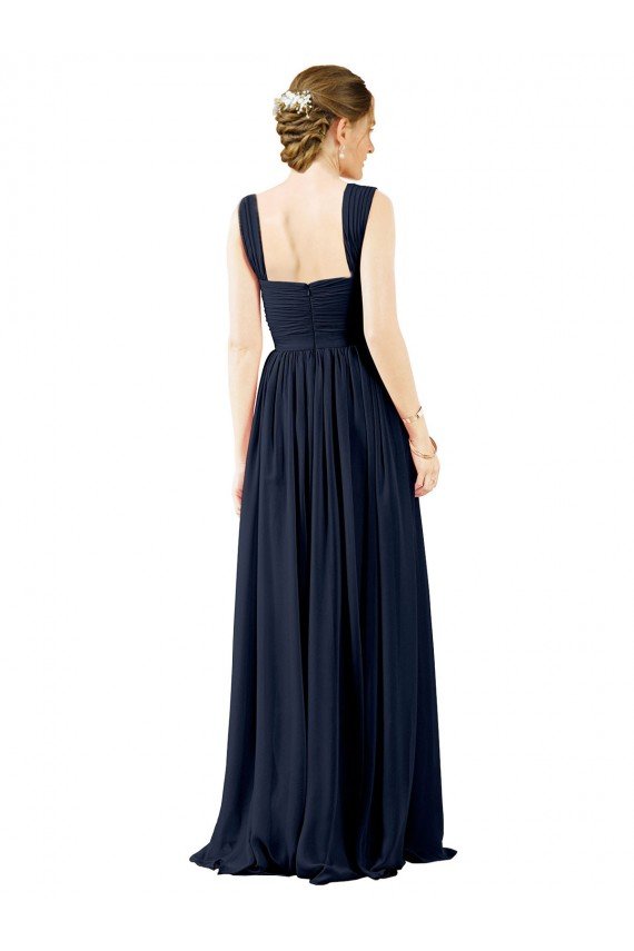 Square Neckline Sexy Open Back Long Chiffon Bridesmaid Dress Sydney