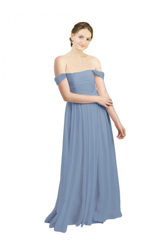 Shop Long Floor Length Chiffon Bridesmaid Dress with Fluttering Off the Shoulder Straps Sydney