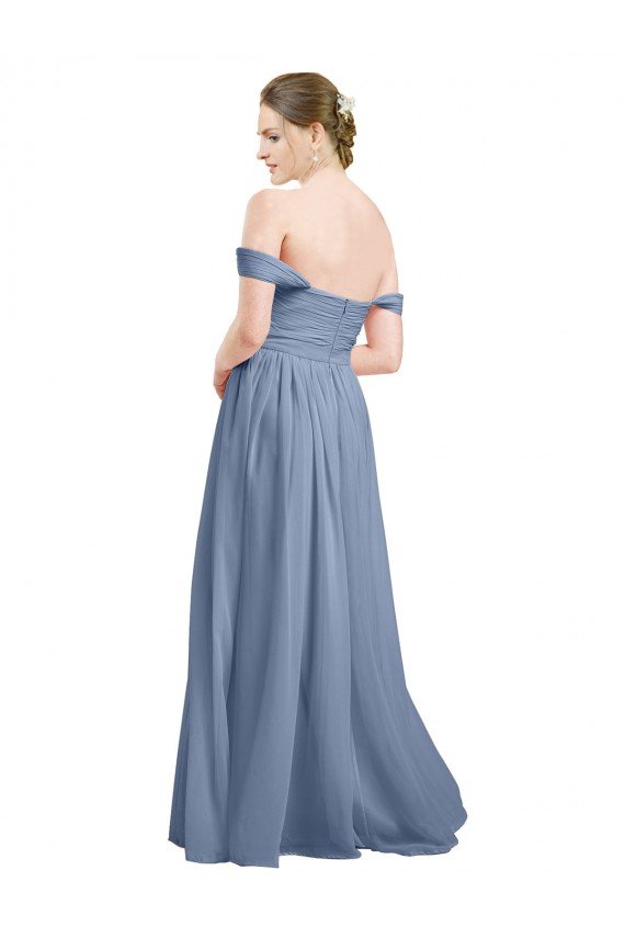 Shop Long Floor Length Chiffon Bridesmaid Dress with Fluttering Off the Shoulder Straps Sydney