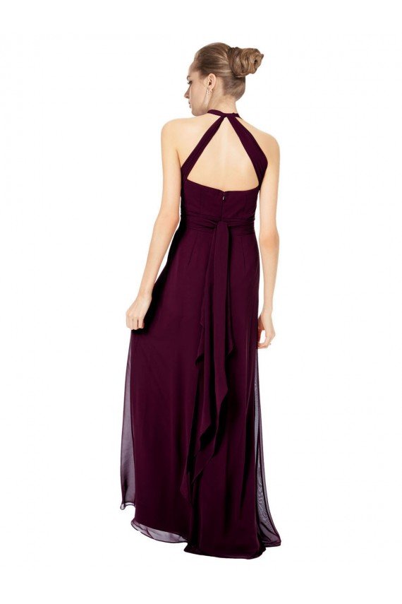 Keyhole Back Long Chiffon Halter Dress with Halter Straps Cross Neck Sydney
