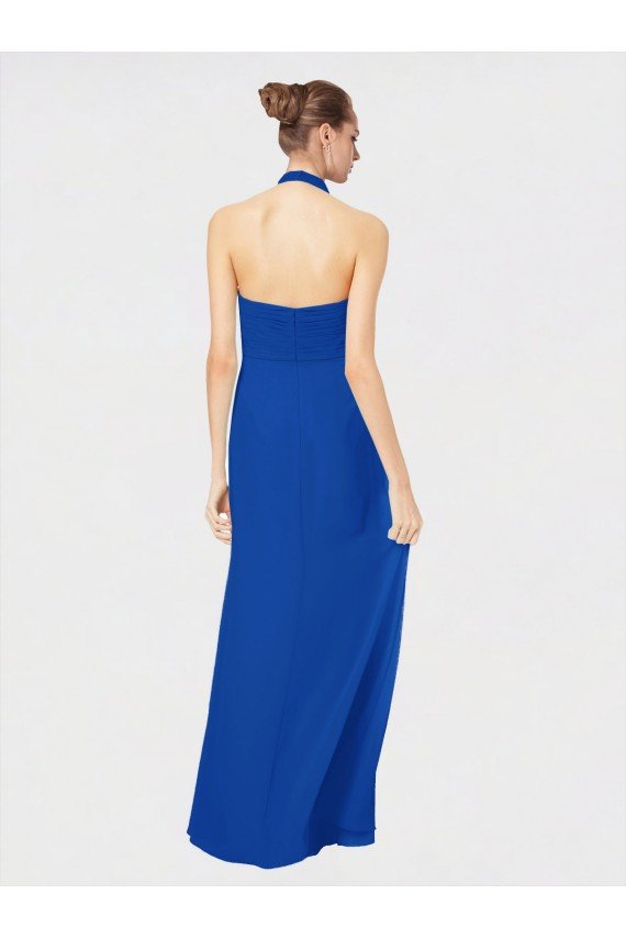 Sleeveless Long Chiffon Empire Gown with Pleated Halter Straps Sydney