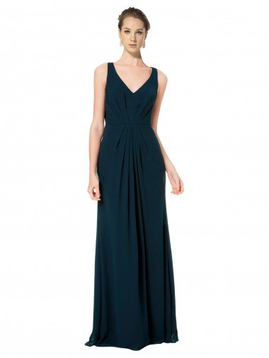 Shop Long Chiffon V-Neck Sleeveless Bridesmaid Dress with Large Keyhole Back Sydney