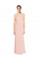 Shop High Neck Long Chiffon Halter Bridesmaid Dress with Drape Chiffon Overlay Sydney