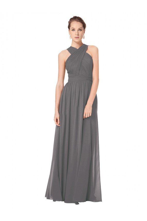 Long Chiffon Halter Bridesmaid Dress Keyhole Back Sydney