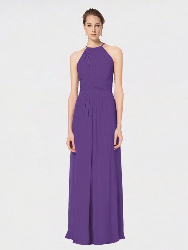 Long Chiffon Spaghetti Strap Halter Bridesmaid Dress Sydney