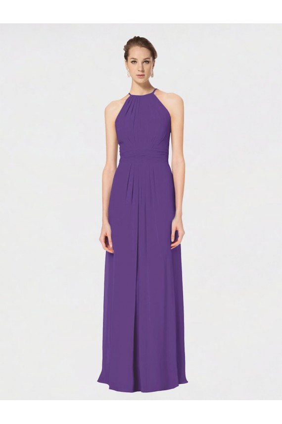 Long Chiffon Spaghetti Strap Halter Bridesmaid Dress Sydney