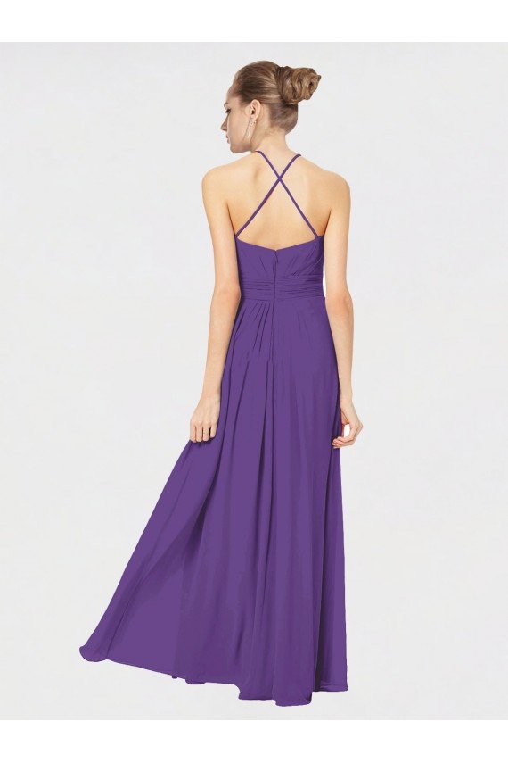 Long Chiffon Spaghetti Strap Halter Bridesmaid Dress Sydney