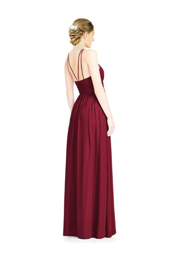 Shop Halter Neck Open Back Draped Chiffon Bridesmaid Dress Sydney