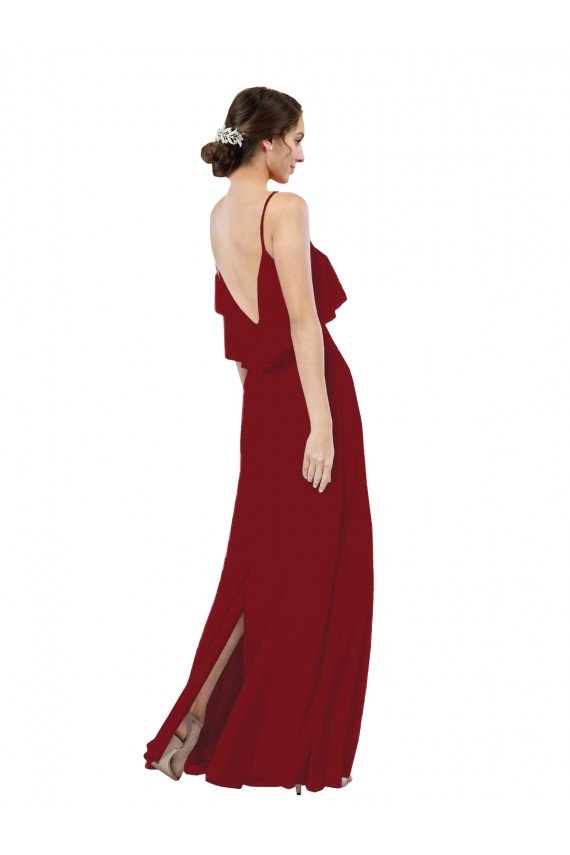 Shop Scoop Neck Chiffon Bridesmaid Dress with Spaghetti Straps and Low Back Sydney