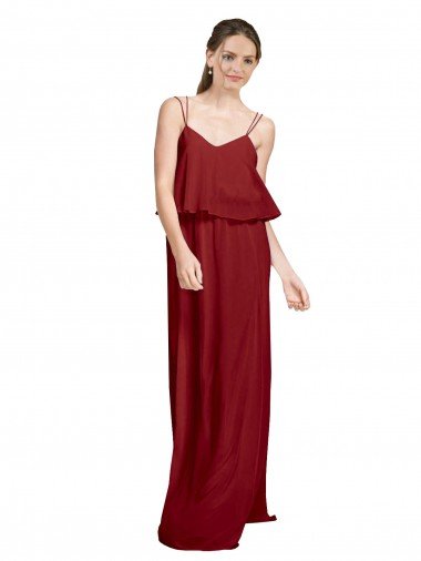 Shop Long Chiffon Bridesmaid Dress with Slim Straps and Open Back Sydney