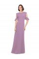 Shop Long Chiffon Bridesmaids Dress with Flounced Sleeve Detail and Criss Cross Back Sydney