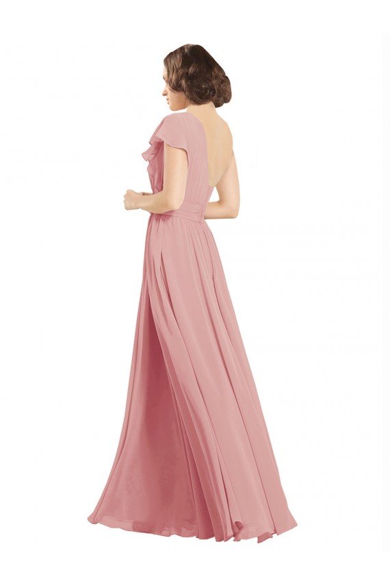 Shop Chiffon Bridesmaids Dress with One Shoulder Flounced Sleeve Sydney