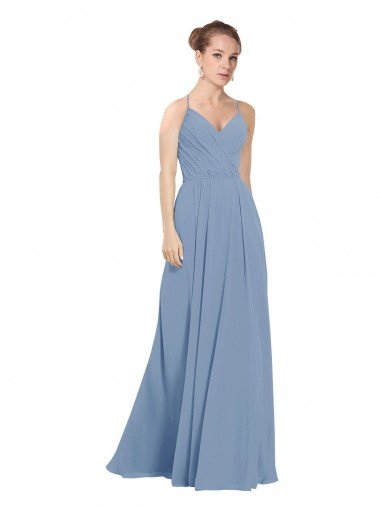 Chiffon Bridesmaids Dress with Draped V-Neck Bodice and Keyhole Back Sydney