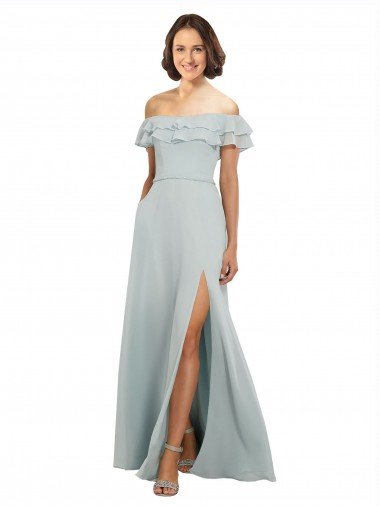 Shop Luxe Chiffon Bridesmaids Dress with Off the Shoulder Flounced Neckline Sydney