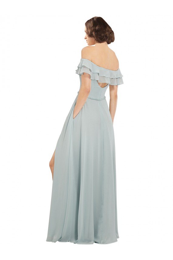 Luxe Chiffon Bridesmaids Dress with Off the Shoulder Flounced Neckline Sydney
