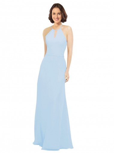 Shop Floor Length Chiffon Bridesmaids Dress with Front Keyhole Neckline Sydney