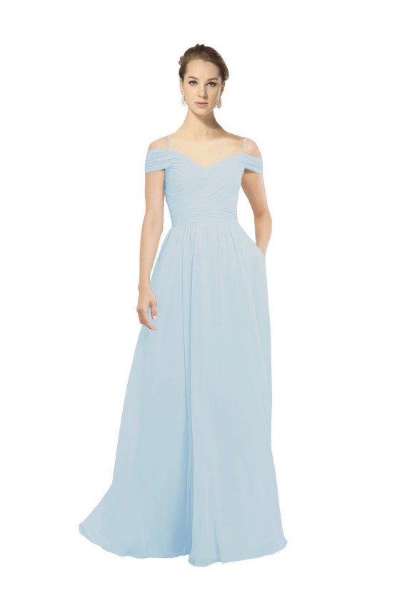 Shop Chiffon Bridesmaids Dress with Off the Shoulder Draped Neckline Sydney