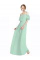 Spaghetti Straps Long Chiffon Off-The-Shoulder Bridesmaid Dress with Double Flounce Sleeves Sydney