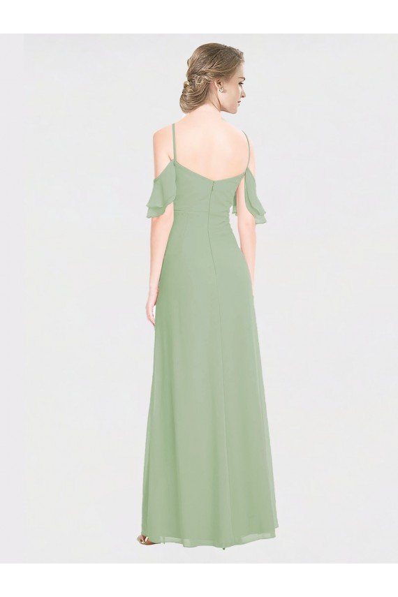 Long Chiffon Off-The-Shoulder Bridesmaid Dress with Double Flounce Sleeves Sydney